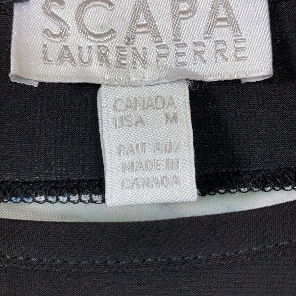 SCAPA LAUREN PERRE Women’s Abstract Print Dress White/Black Size Medium - Picture 2 of 7